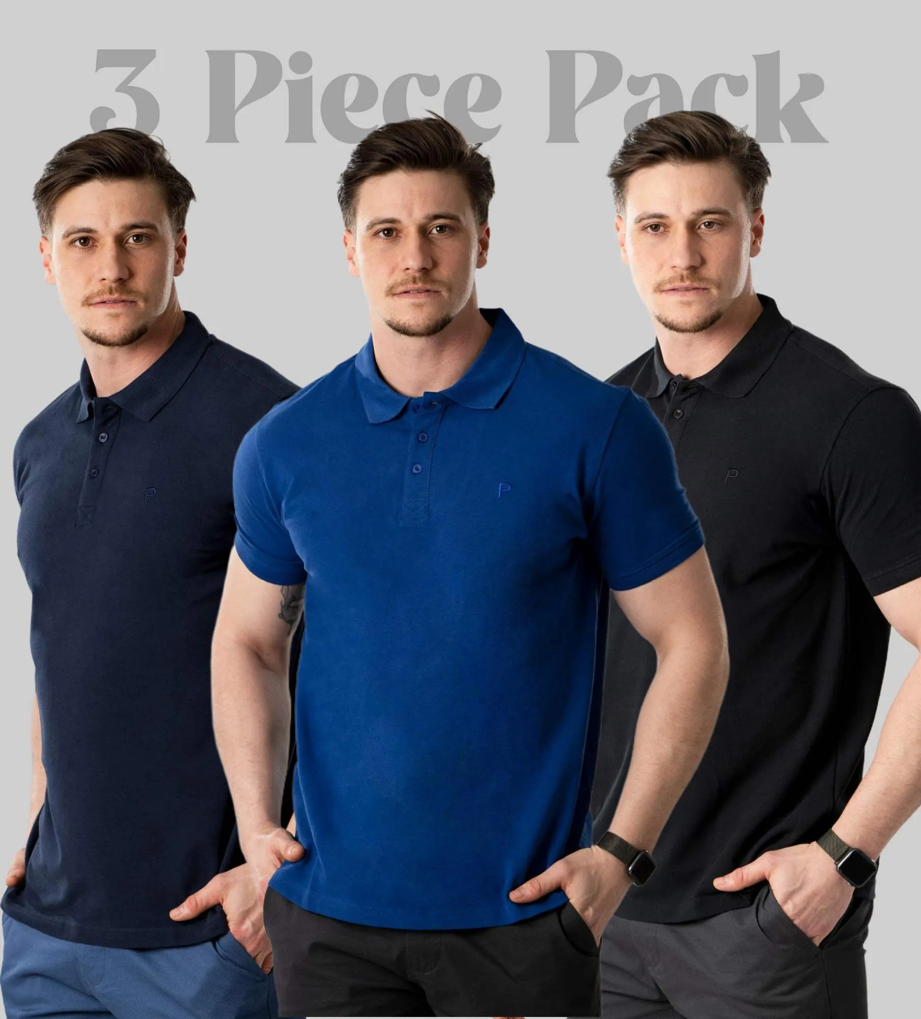 Pánské krátký rukáv polo trička 3 ks v balení