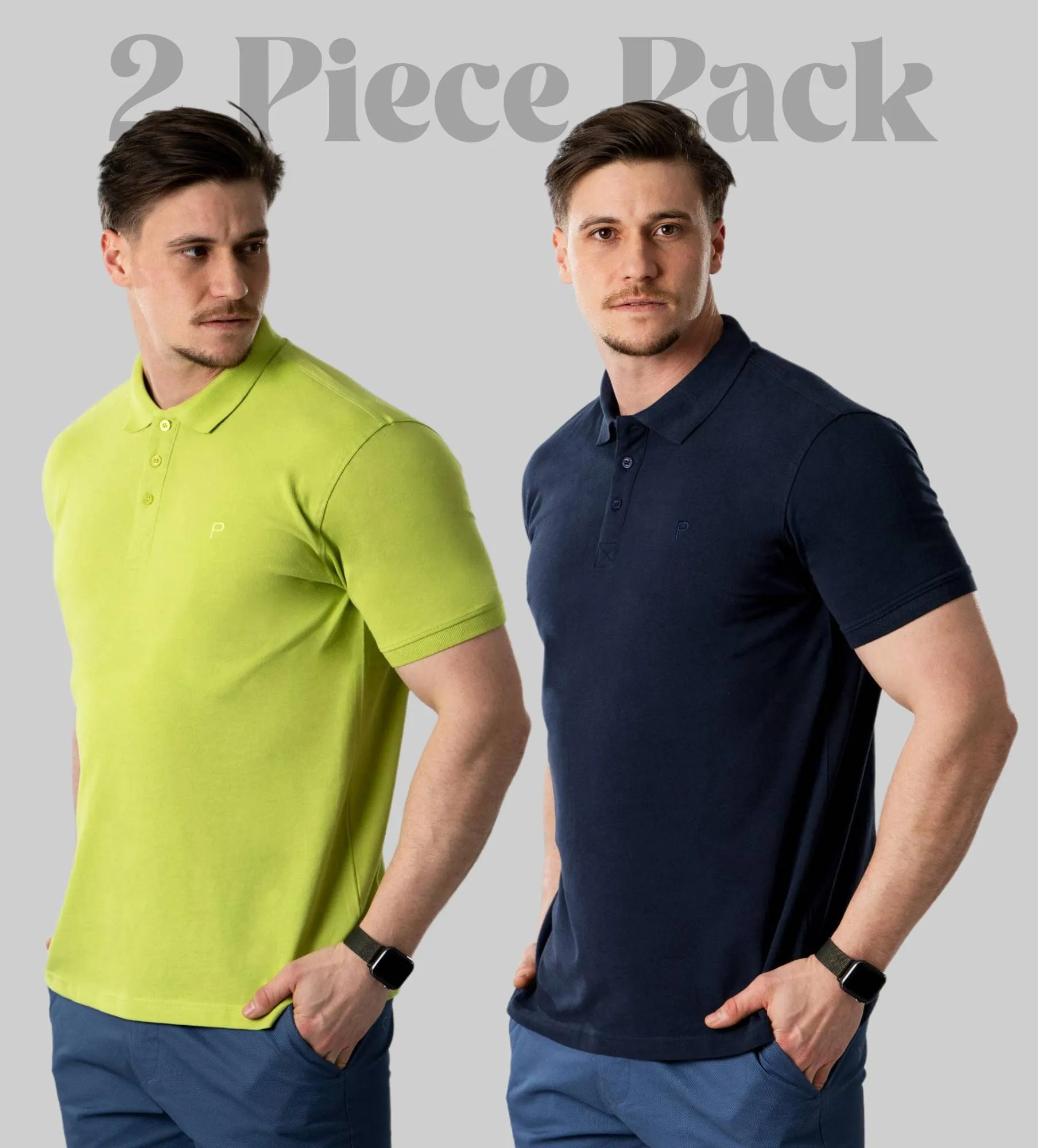 Pánské krátký rukáv polo trička 2 ks v balení