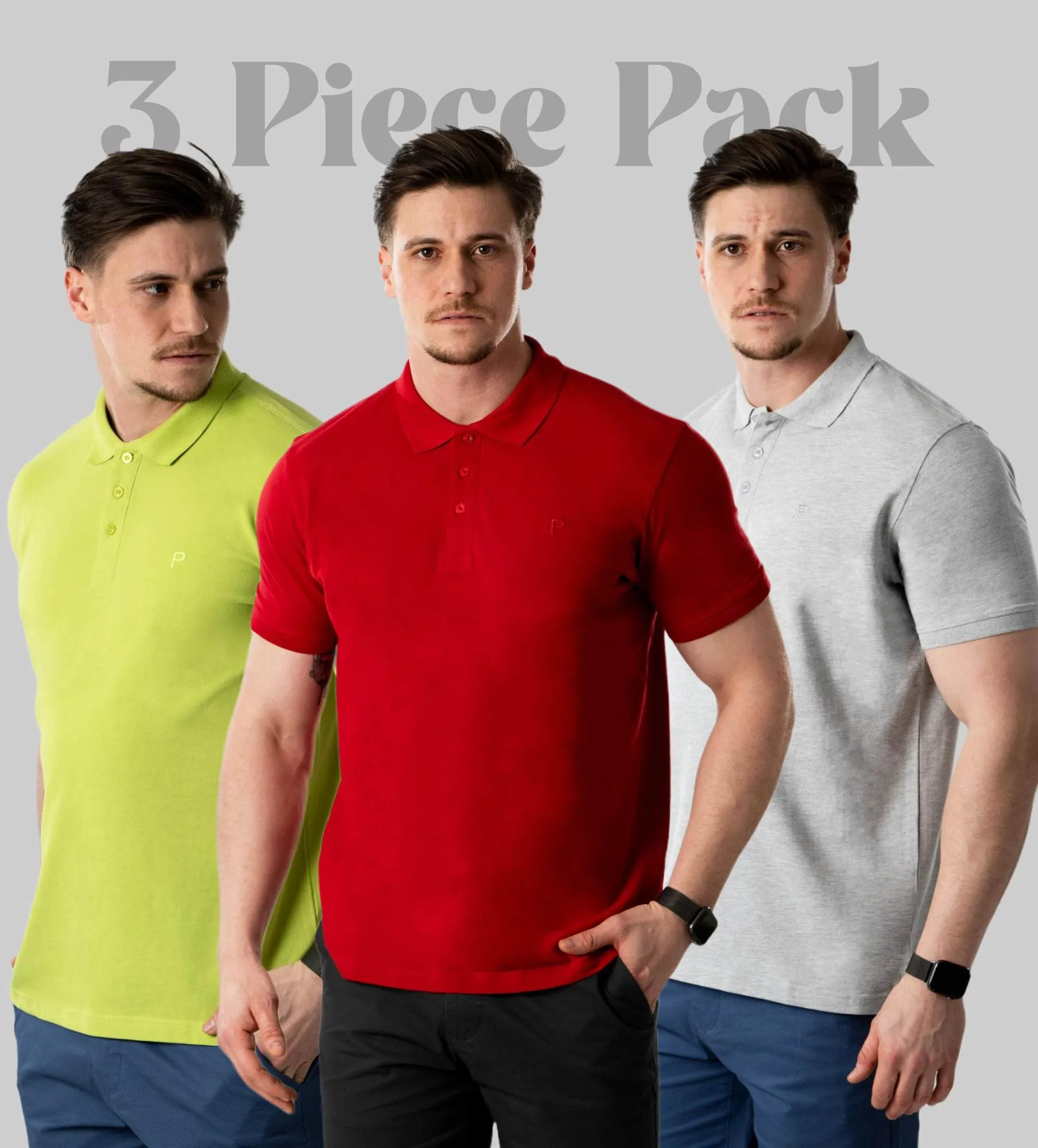 Pánské krátký rukáv polo trička 3 ks v balení