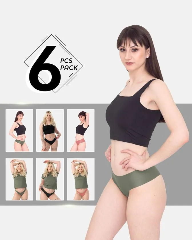 Hipster a brazilské kalhotky z nylonu a elastanu – balení 6 ks