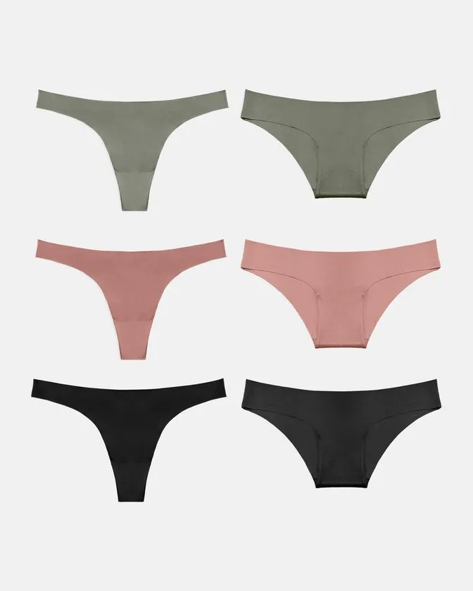 Hipster a brazilské kalhotky z nylonu a elastanu – balení 6 ks