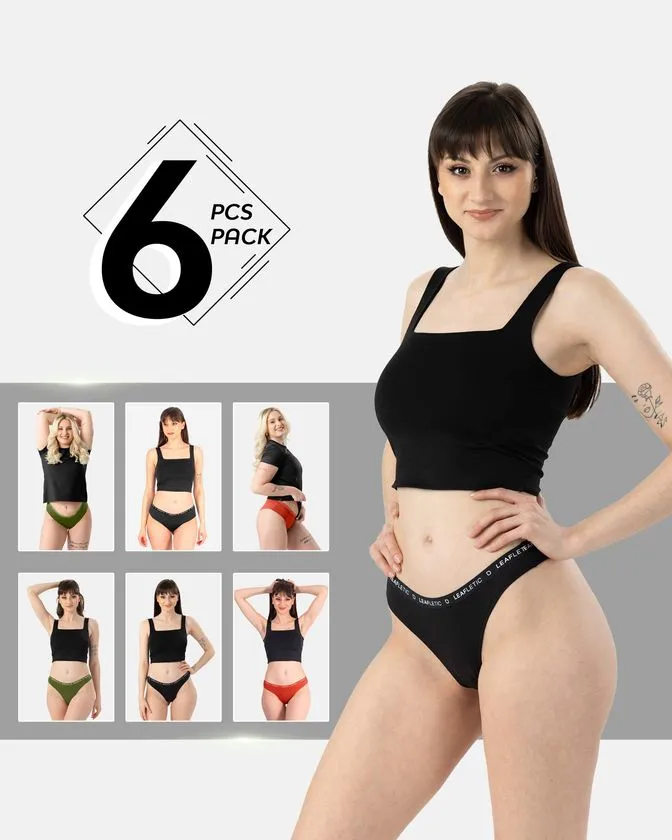 Hipster a brazilské kalhotky z bavlny a elastanu – balení 6 ks