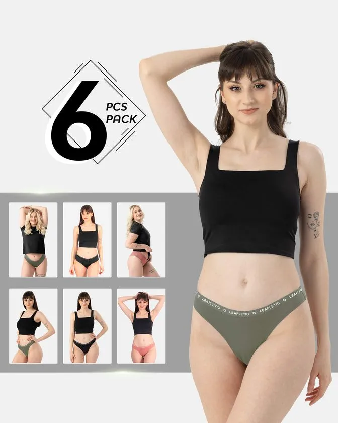 Hipster a brazilské kalhotky z nylonu a elastanu – balení 6 ks