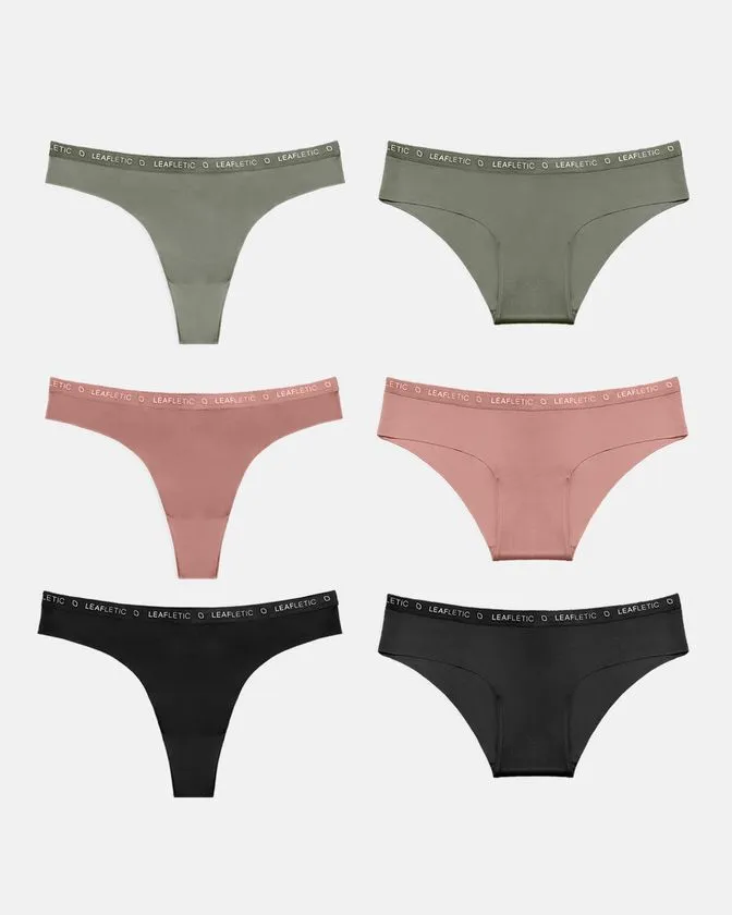 Hipster a brazilské kalhotky z nylonu a elastanu – balení 6 ks