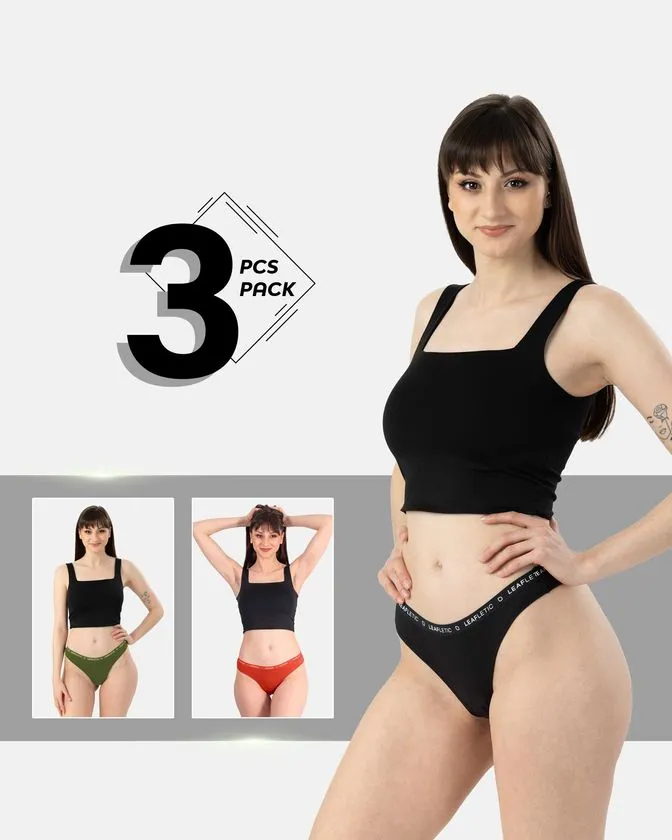 Brazilky z bavlny a elastanu – balení 3 ks