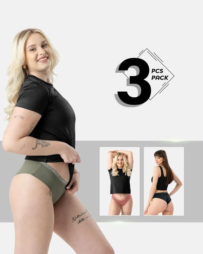 3 ks dámských hipster kalhotek z nylonu a elastanu